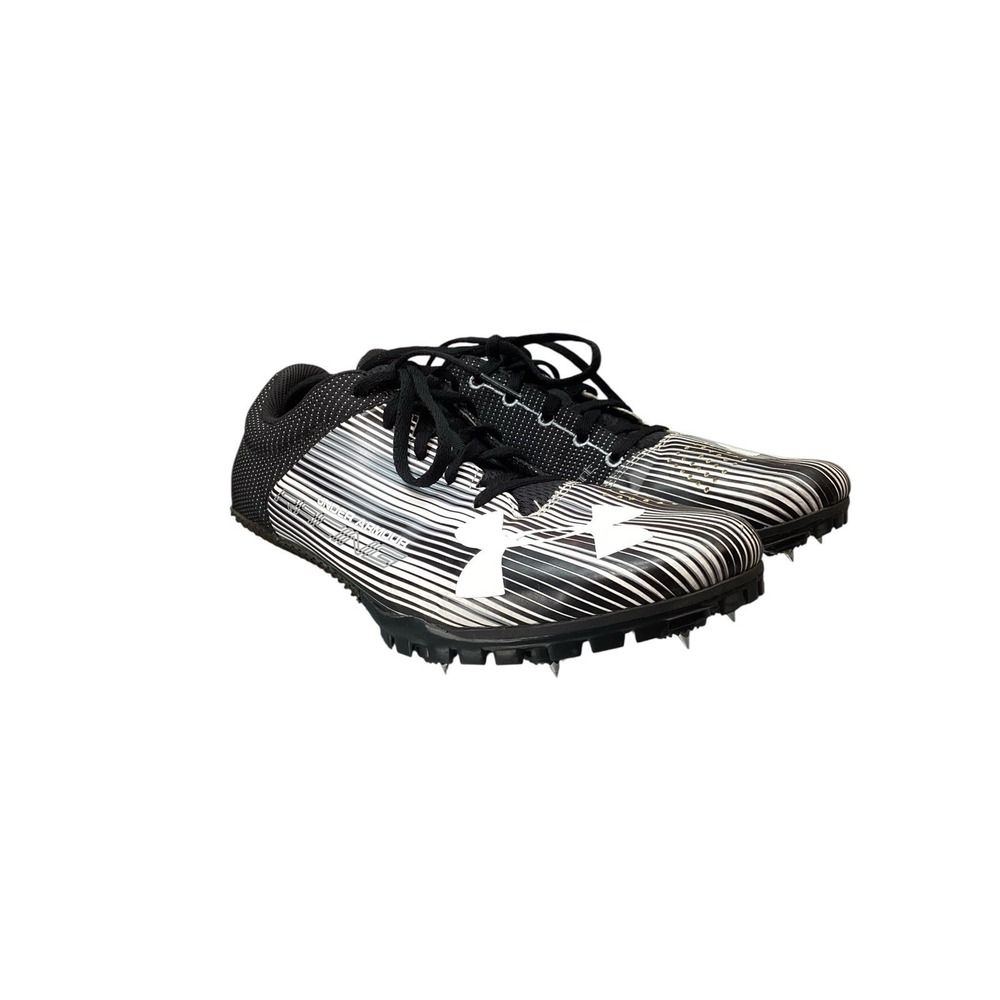 Under Armour Kick Sprint‎ w/ Spikes Men's 10 Track Racing Cleats Black White